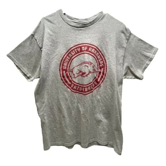 University of Arkansas Graphic T-Shirt Men's Large Razorbacks Grey Heather NCAA - Picture 1 of 8